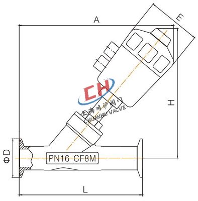 P1快裝氣動角座閥連接尺寸
